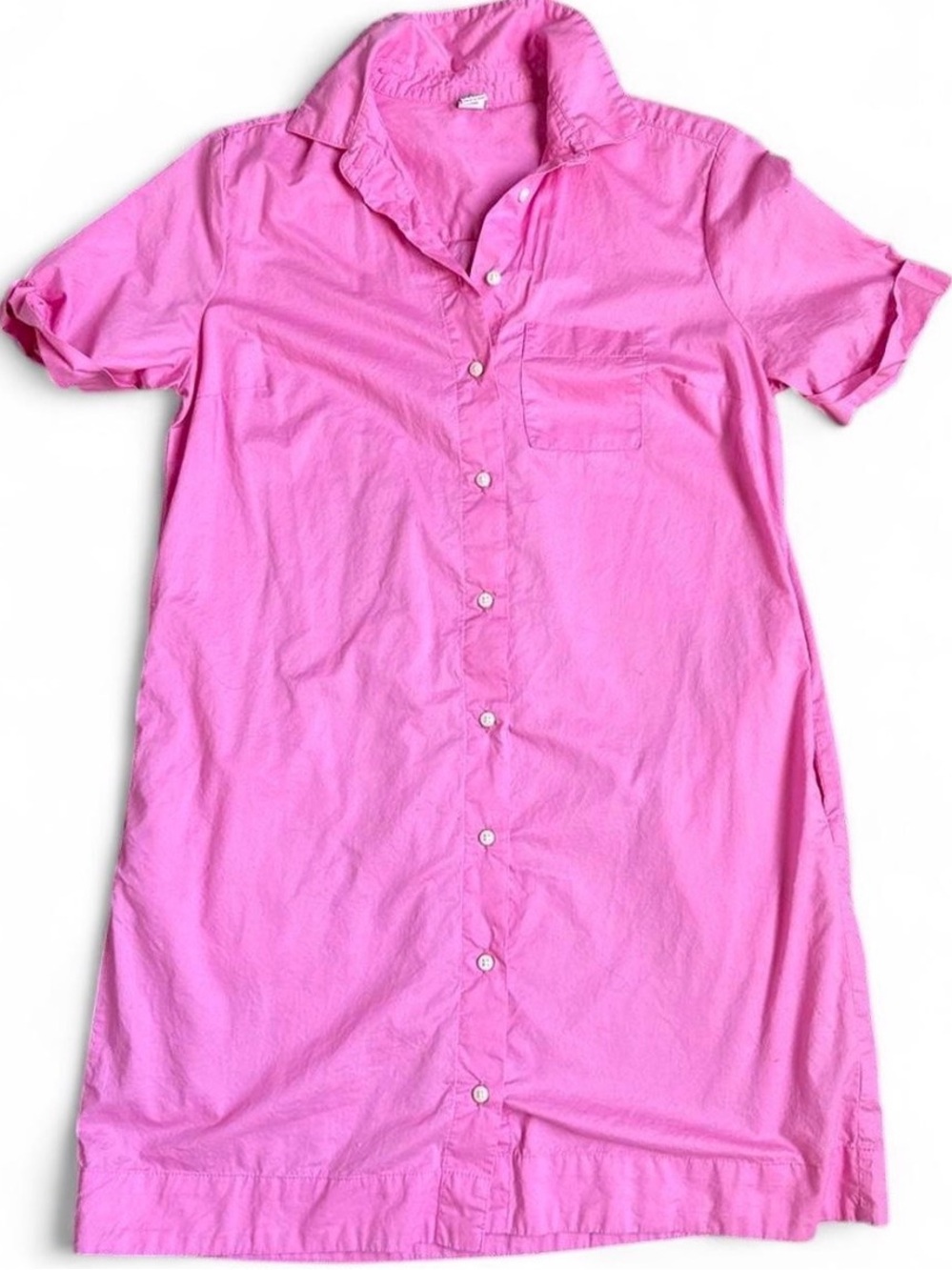 Pink cotton Button-Front Shirt Dress
